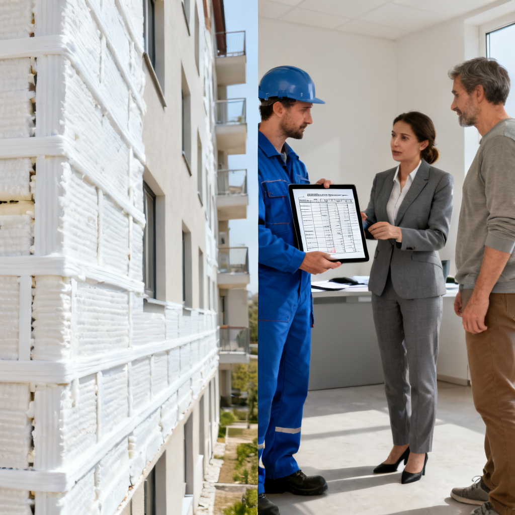 Amministrazione condominiale Bologna – Studio Lorenzoni SNC. Immagine professionale di condominio con cappotto termico, tabelle millesimali termiche UNI 10200 e gestione efficiente degli interventi energetici. Ideale per blog di amministratore di condominio, ristrutturazioni e riqualificazione energetica.