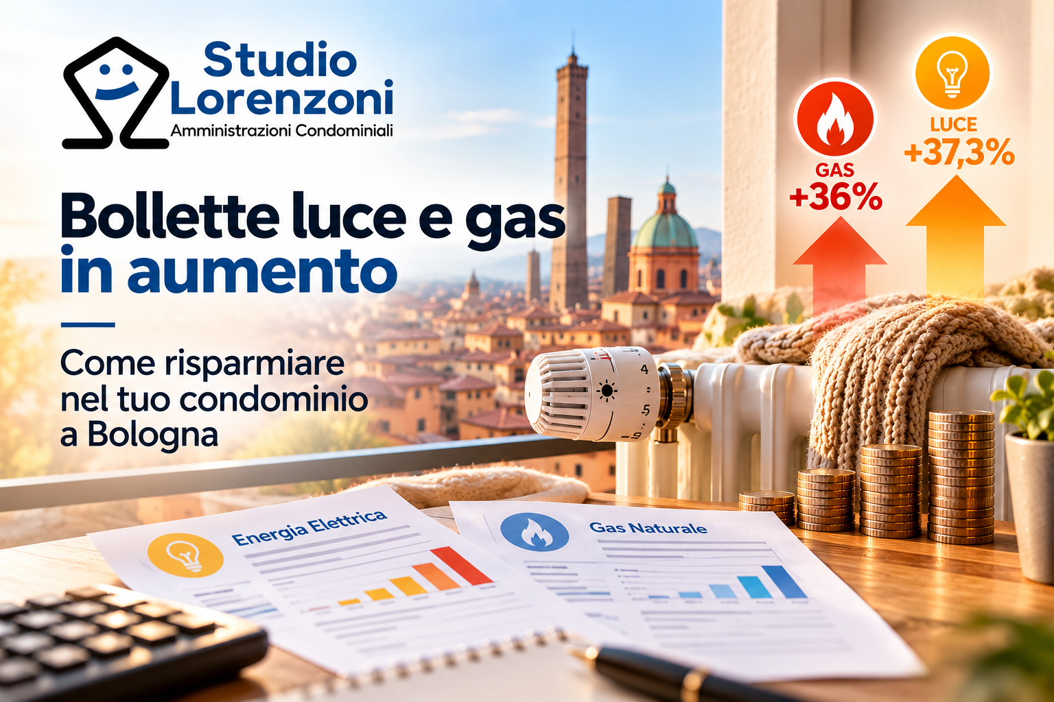 Bollette luce e gas in aumento: come può risparmiare un condominio a Bologna nell’inverno 2026-2027
